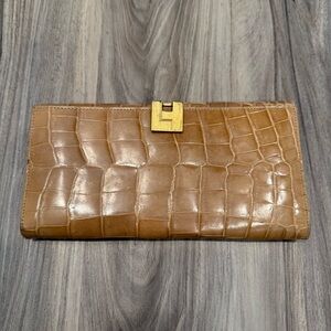 Lambertson Truex Vintage Crocodile Leather Exotic Foldover Wallet
